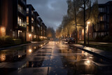 Fototapeta Londyn - Reflective Urban Symphony: A Hyperrealistic Journey through Rain-Kissed Modernity
