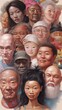 © David - Collages of surreal caricatures of diverse genders, ethnicities and ages. Includes an Asian, a white person and a black woman. Generative AI