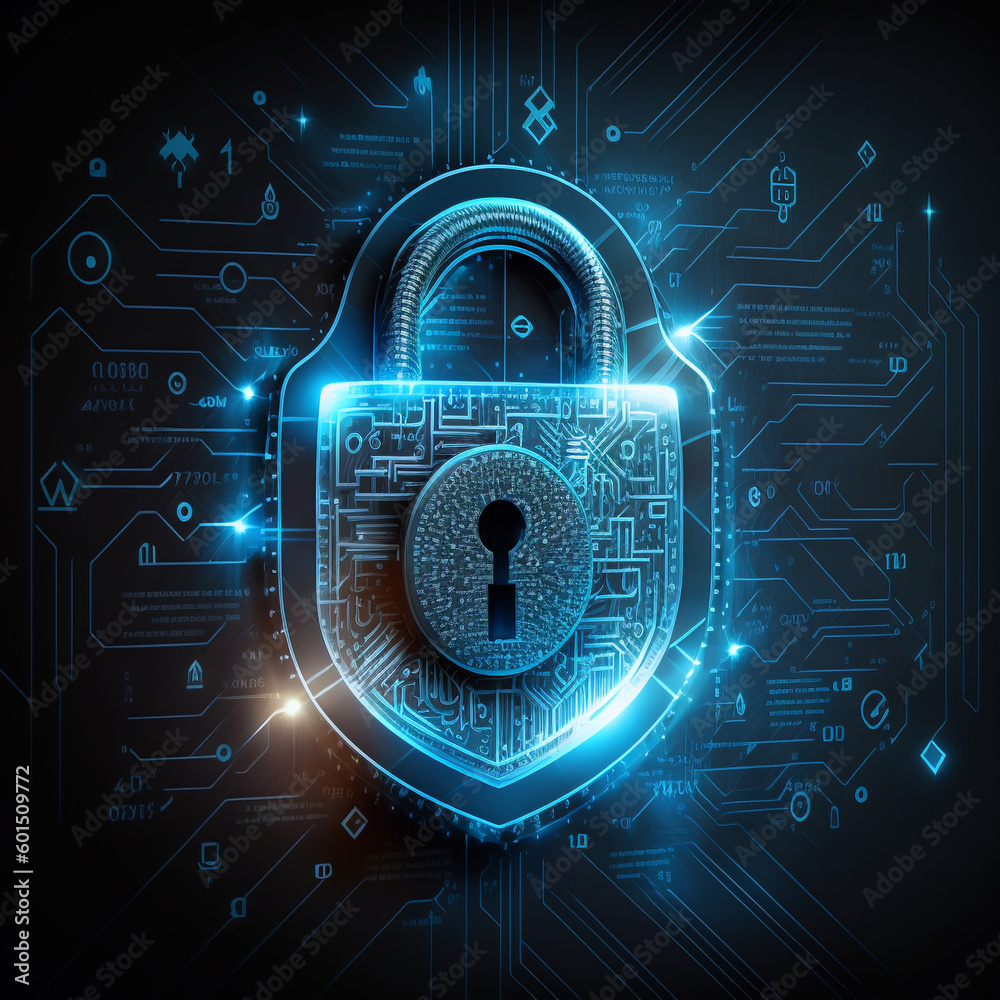 Safe Firewall Protection: Digital Cyber Security Illustration with a ...