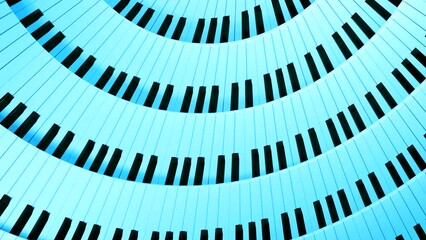 Poster - Blue and red rotating stripes. Design. A bright piano made in computer graphics with keys that rotate around.