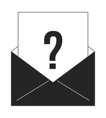 Poster - Customer satisfaction survey email bw concept vector spot illustration. Question mark envelope 2D cartoon flat line monochromatic object for web UI design. Editable isolated outline hero image