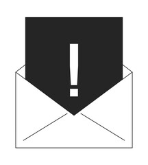 Poster - electronic spam bw concept vector spot illustration. email alert. exclamation mark envelope 2d carto
