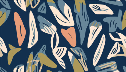 Abstract simple organic shapes pattern. Collage contemporary print. Fashionable template for design. Modern ethnic style