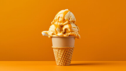 Wall Mural - Caramel ice cream. Illustration AI Generative.