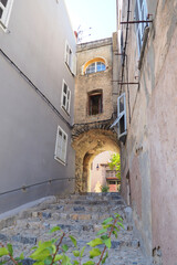 Wall Mural - One of the charms of Corte, former capital of Corsica (nicknamed the Island of Beauty), are its small staircases that allow you to move from one alley to another