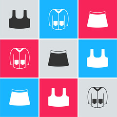 Wall Mural - Set Undershirt, Sweater and Skirt icon. Vector