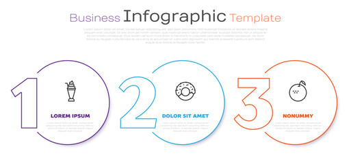 Poster - Set line Milkshake, Donut and Apple. Business infographic template. Vector