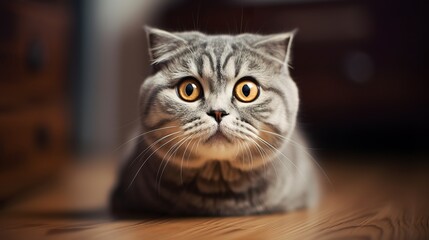 Poster - Curious Charmer: Enchanting Scottish Fold with Captivating Eyes