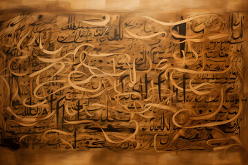 Arabic calligraphy wallpaper on a white wall with a black interlocking background subtitles 