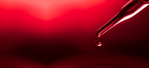 Wall Mural - macro science experiment pipette surface, top macro view of chemical droplet injecting oil into clea