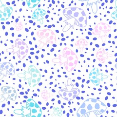 Summer cartoon seamless mushrooms pattern for wrapping paper and fabrics and linens and kids notebooks