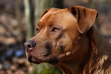 Wall Mural - close up portrait of a friendly dog with a blurred background Generative AI