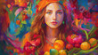 Chromatic Grace: Mary Magdalene's Vibrant Portrait (Generative AI)