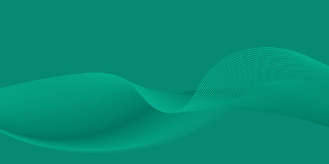 Wall Mural - Abstract green line wave background. Green wave flow on green background. Vector illustration