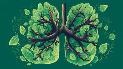 Green Lung illustration for a better World. Generative AI