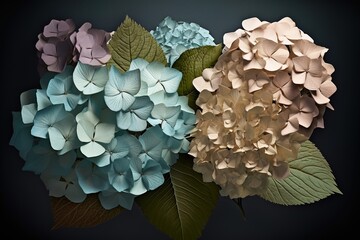 Wall Mural - a collection of flowers in a variety of hues, set on a black backdrop Generative AI