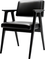 Classic black chair with black leather seat isolated. Generative AI.