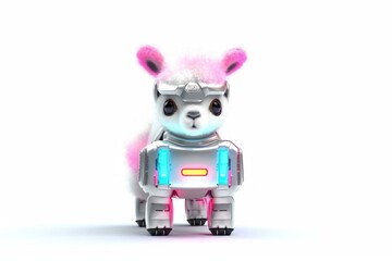 Poster - alpaca white background robot toy and copy space generative ai