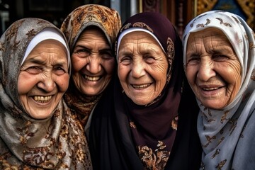 Iranian grandmothers or old Arab women in a veil. AI generated, human enhanced