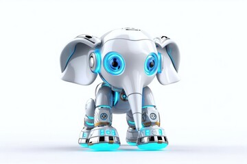 Poster - elephant white background cyber robot toy with copy space generative ai