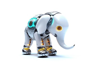 Poster - elephant white background cybernetic robot toy and copy space generative ai