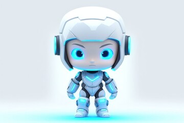 Poster - female caucasian cybernetic robot gear with copy space generative ai