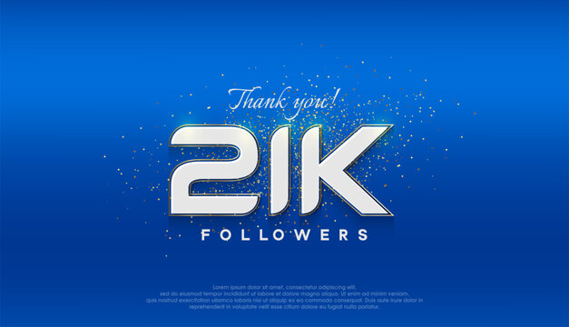Followers number 21k. followers achievement celebration design.
