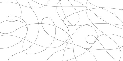 Seamless messy monochrome pattern. Black continuous line with bends and curls isolated on a white background. Vector abstract stock illustration with tangled stripes. Messy hand-drawn brush