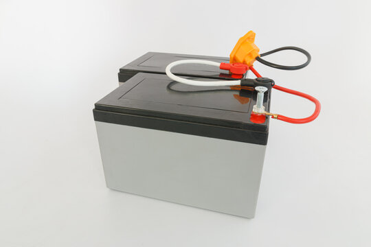 Gel Deep cycle battery with 24 volt on a white background