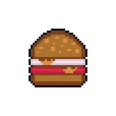 Wall Mural - Burger pixel art design vector isolated