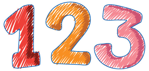 Sticker - Numbers in Pencil Colour Sketch Simple Style