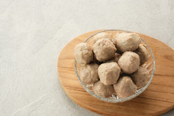 Wall Mural - Meatballs or Bakso, made from minced beef and tapioca flour. Food preparation
