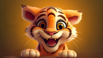 Cute little cartoon tiger - generative AI, AI generated