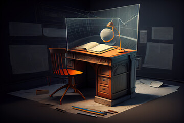 Poster - Composite image of open laptop. Generative Ai