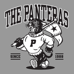 panther mascot character design in sport vintage athletic style vector design