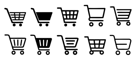 shopping cart icon set isolated on transparent background 