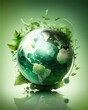 The green globe represents the World Environment and Earth Day concept. (Generative AI)