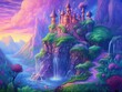 Whimsical Castle in a Purple Landscape - AI Generated