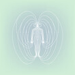 Illustration of human body magnetic energy field meridian