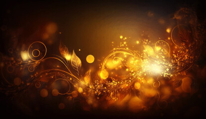 Poster - Beautiful golden flower background, generative ai.