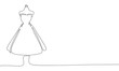 Dummy with dress. One line continuous dummy with dress. Line art fashion dress. Outline vector illustration.