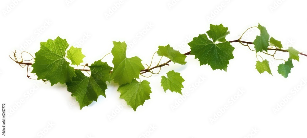 Green Grape leaves Isolated on white background, Generative AI Stock ...