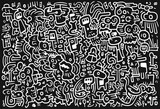 Fototapeta Młodzieżowe - doodle hand drawn simple trendy wallpaper ,doodle art pattern vector