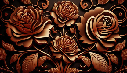 Fototapete - Beautiful rose flower background. generative ai.