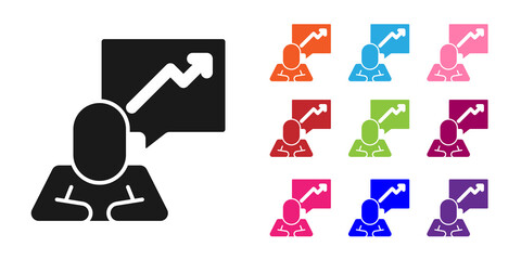 Poster - Black Leader of a team of executives icon isolated on white background. Set icons colorful. Vector