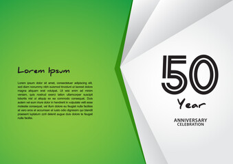 50 year anniversary celebration logotype on green background for poster, banner, leaflet, flyer, brochure, web, invitations or greeting card, 50 number design, 50th Birthday invitation, anniversary  