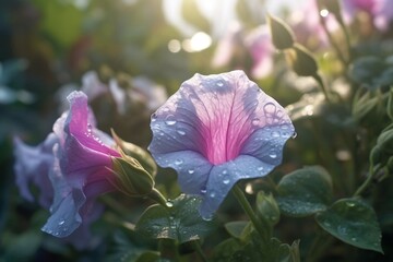 Sticker - purple flower in the garden under the sun