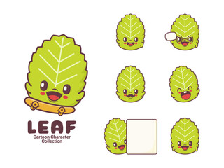 Wall Mural - green leaf cartoon character vector illustration