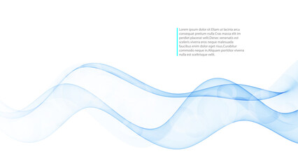 Transparent flow of light blue wave, smoky wave design element.