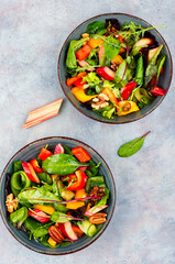 Wall Mural - Useful salad with rhubarb, greenss and nuts.